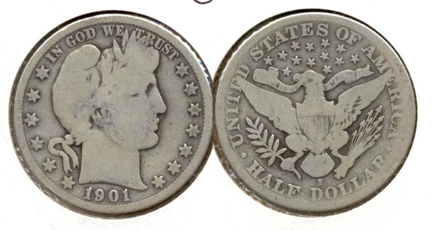 1901-S Barber Half Dollar Good-4 a