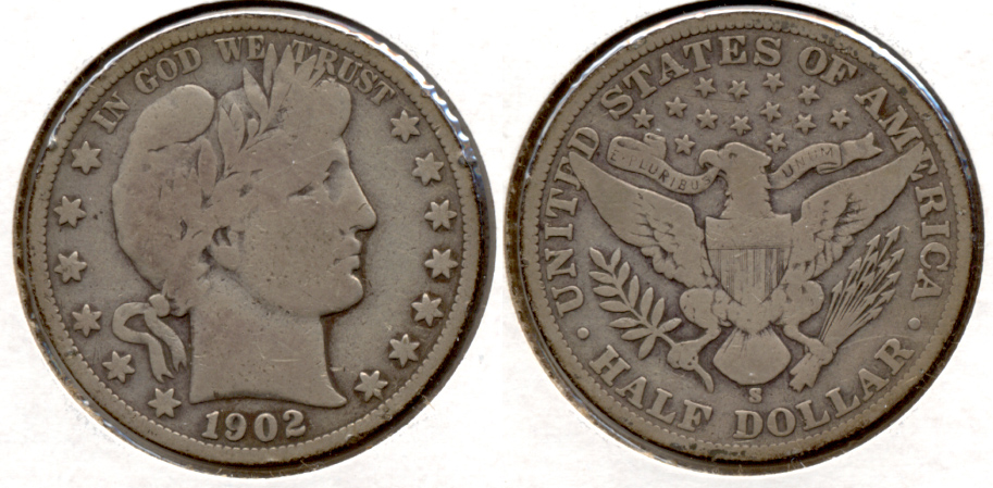 1902-S Barber Half Dollar Good-4 c