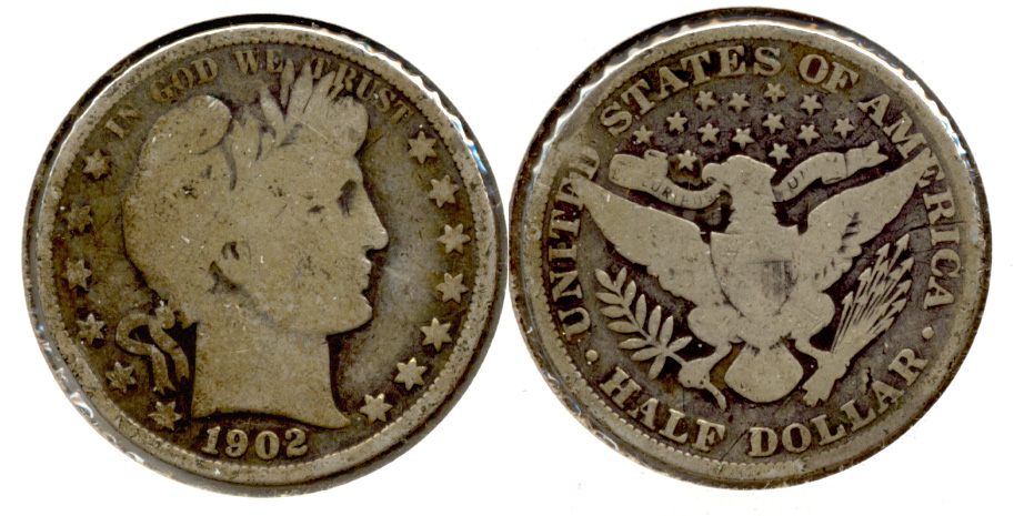 1902 Barber Half Dollar Good-4 Rim Bump