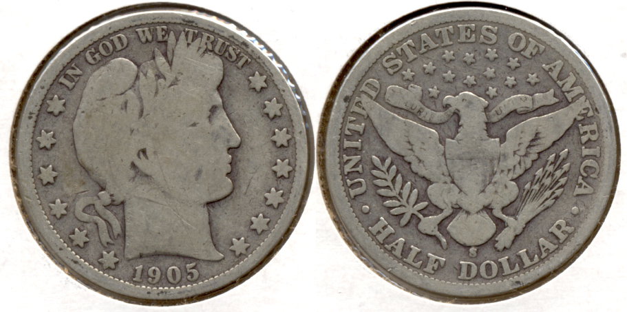 1905-S Barber Half Dollar Good-4 b