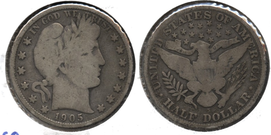 1905-S Barber Half Dollar Good-4 d