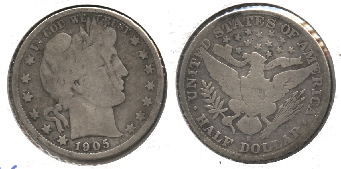 1905-S Barber Half Dollar Good-4 #f Few Marks