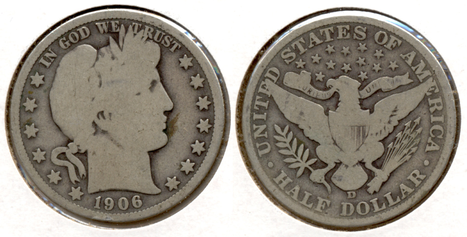 1906-D Barber Half Dollar Good-4 h