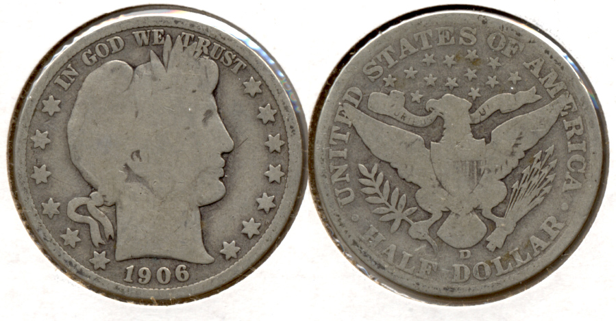 1906-D Barber Half Dollar Good-4 l