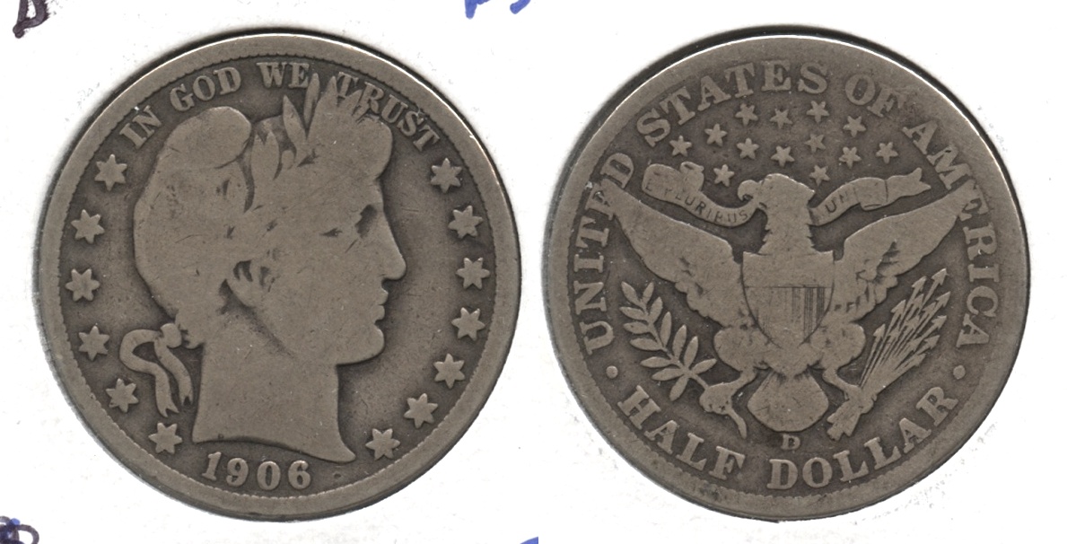 1906-D Barber Half Dollar Good-4 #y