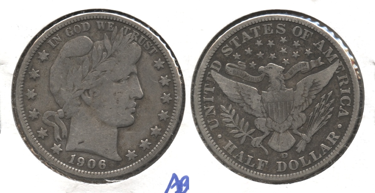1906-D Barber Half Dollar VG-10