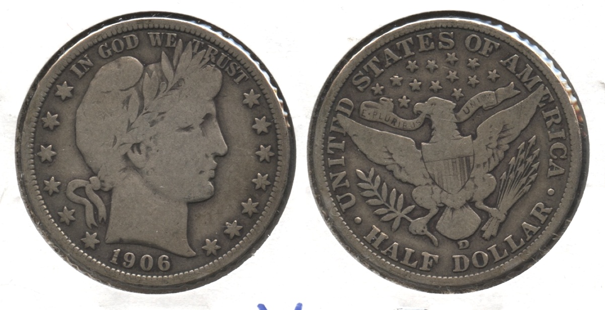 1906-D Barber Half Dollar VG-8 #d