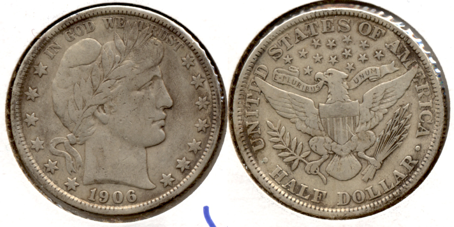 1906 Barber Half Dollar VF-20 Cleaned