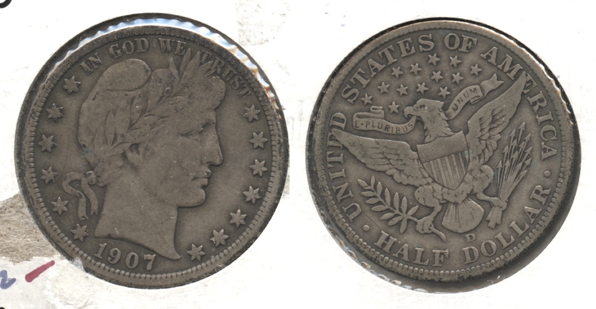 1907-D Barber Half Dollar Fine-12