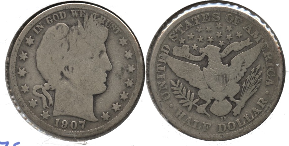 1907-D Barber Half Dollar Good-4 o