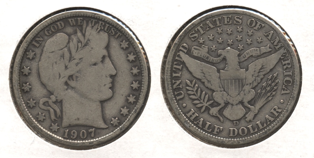 1907-D Barber Half Dollar VG-8 #d