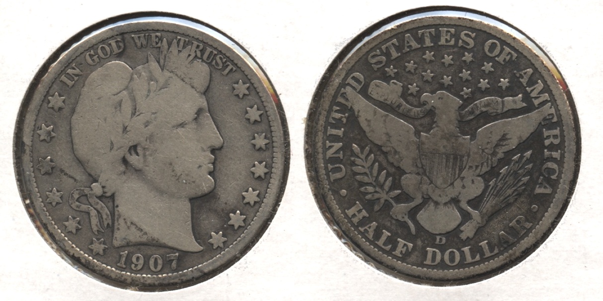 1907-D Barber Half Dollar VG-8 #e