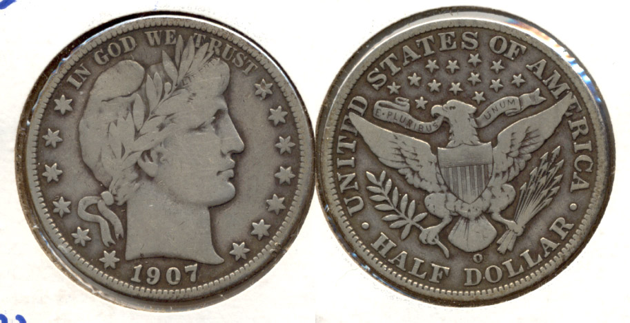 1907-O Barber Half Dollar Fine-12 b