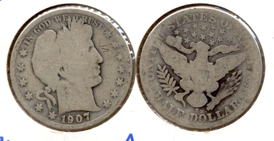 1907-S Barber Half Dollar AG-3 a