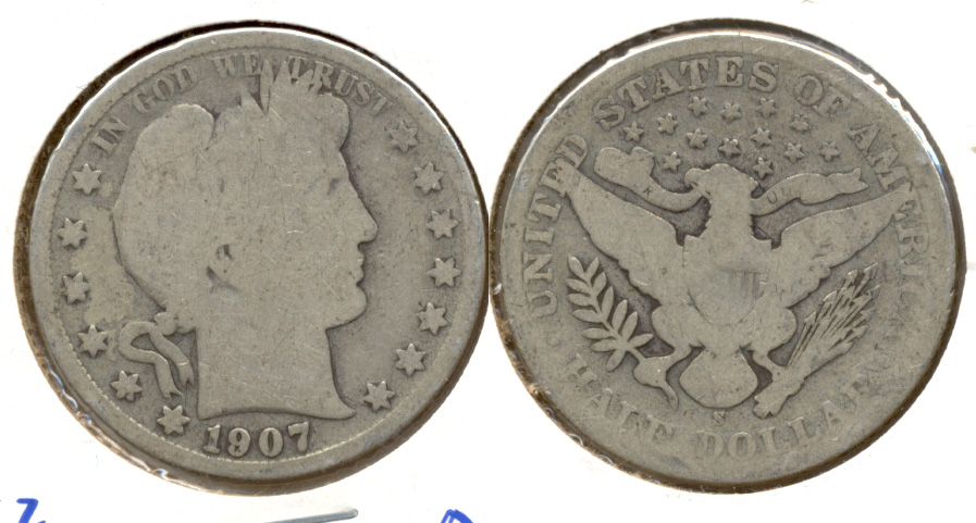 1907-S Barber Half Dollar AG-3 b