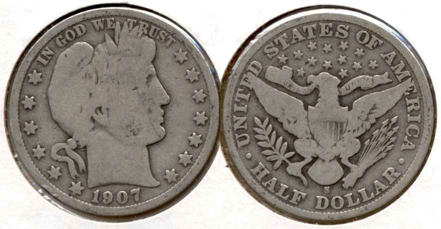 1907-S Barber Half Dollar Good-4 a