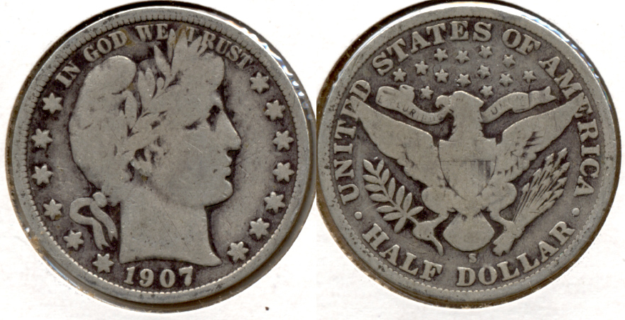 1907-S Barber Half Dollar Good-4 b