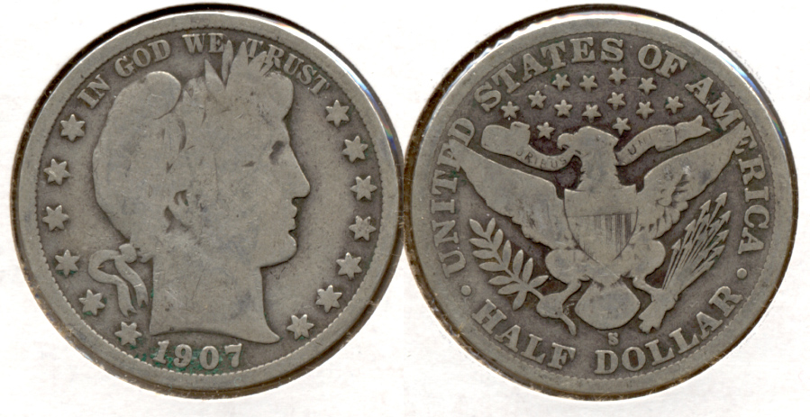 1907-S Barber Half Dollar Good-4 d