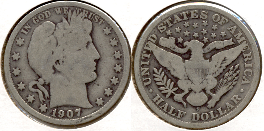 1907-S Barber Half Dollar Good-4 e