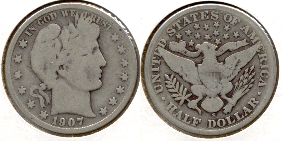 1907-S Barber Half Dollar Good-4 f