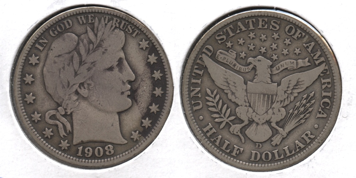 1908-D Barber Half Dollar Fine-12 #b