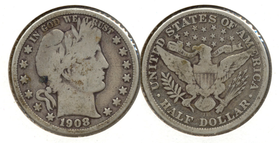 1908-D Barber Half Dollar Good-4 c
