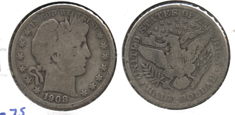 1908-D Barber Half Dollar Good-4 f