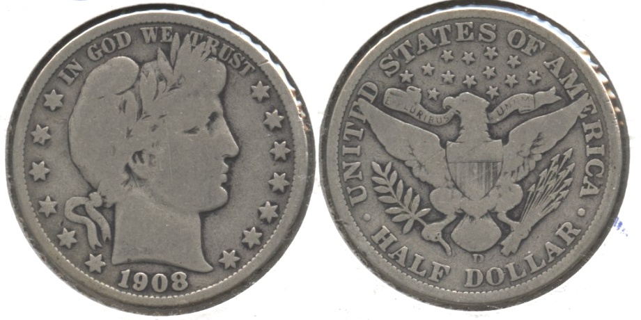 1908-D Barber Half Dollar Good-6 b