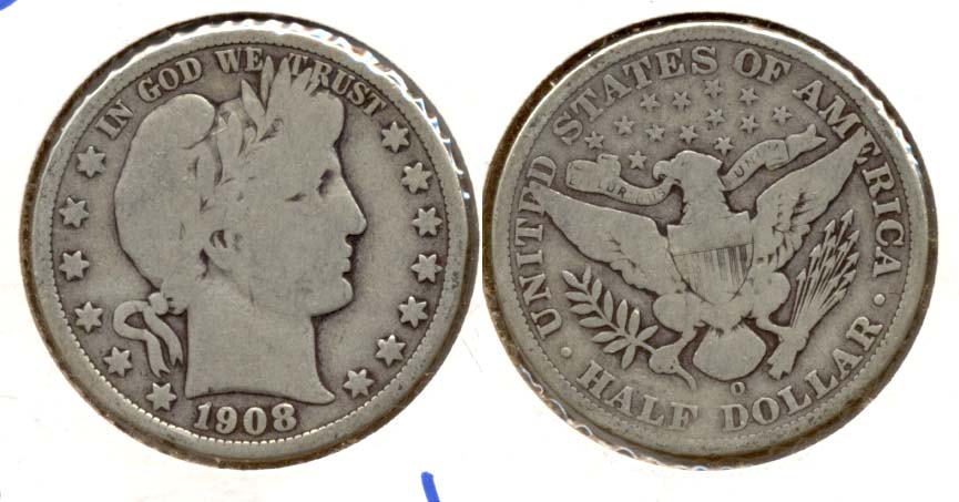 1908-O Barber Half Dollar VG-8 d