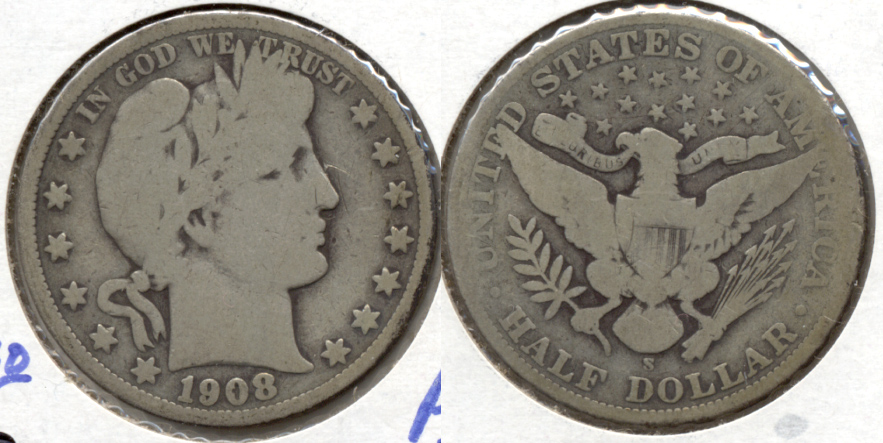 1908-S Barber Half Dollar AG-3 c