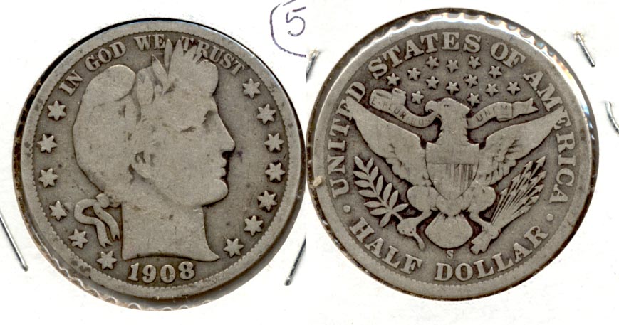 1908-S Barber Half Dollar Good-4
