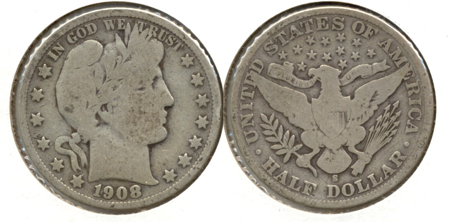 1908-S Barber Half Dollar Good-4 c