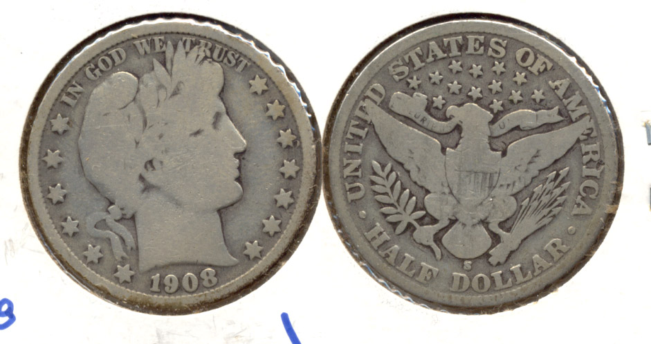 1908-S Barber Half Dollar Good-6