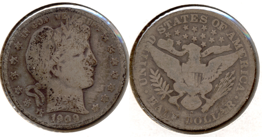 1909-S Barber Half Dollar Good-4 a
