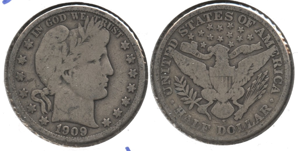 1909-S Barber Half Dollar VG-8 #c