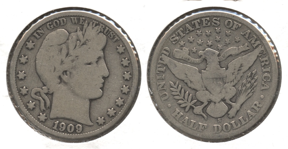 1909-S Barber Half Dollar VG-8 #h