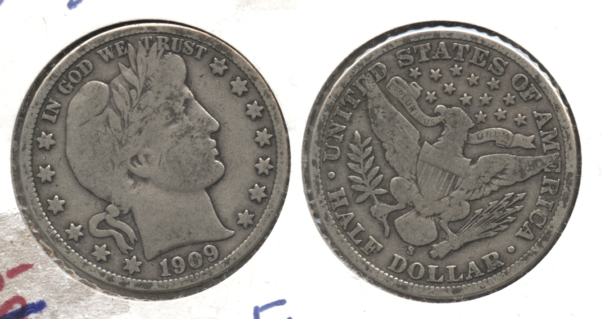1909-S Barber Half Dollar VG-8 #i