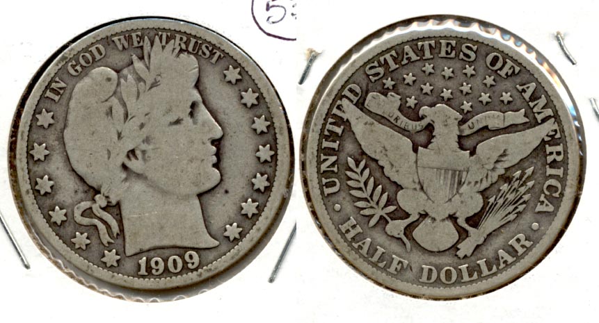 1909 Barber Half Dollar VG-8 a