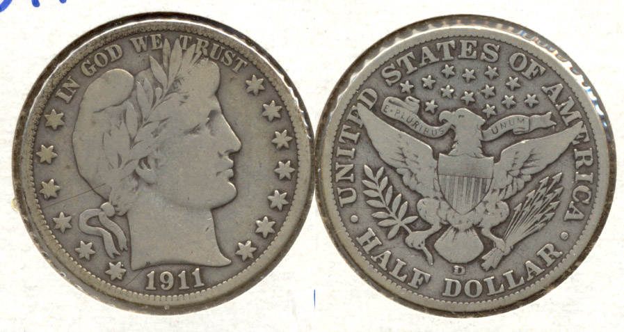 1911-D Barber Half Dollar VG-10