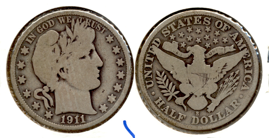 1911-S Barber Half Dollar Good-4 a