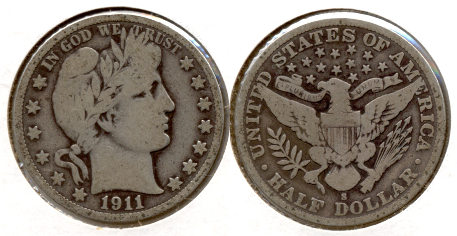 1911-S Barber Half Dollar Good-6