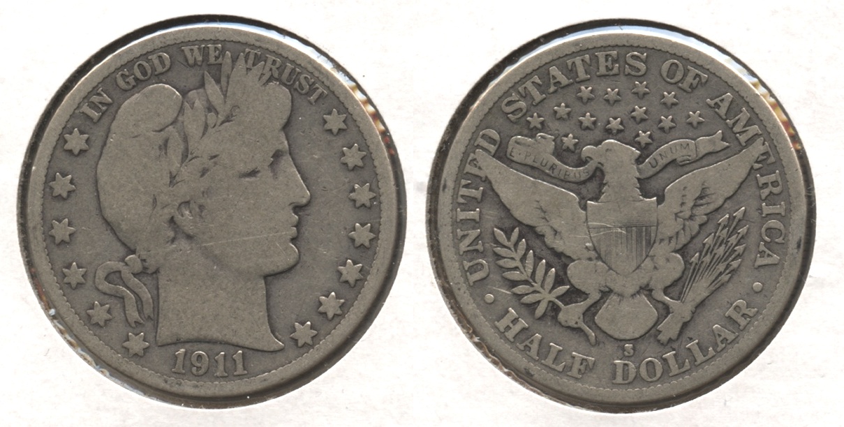 1911-S Barber Half Dollar Good-6 #a