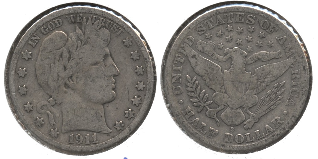 1911-S Barber Half Dollar VG-8 #c