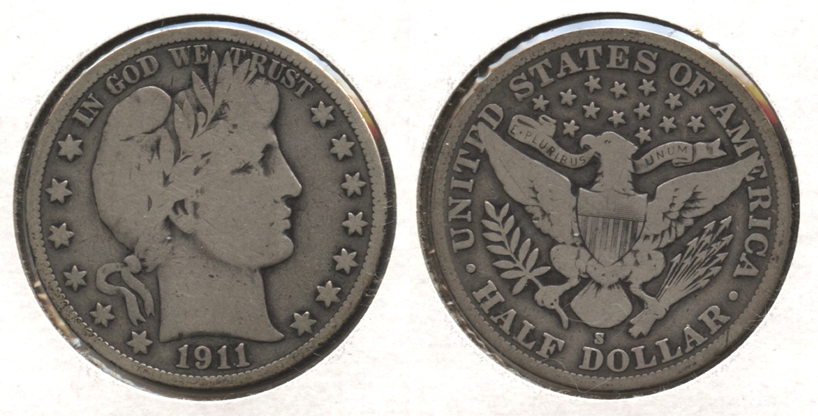 1911-S Barber Half Dollar VG-8 #d
