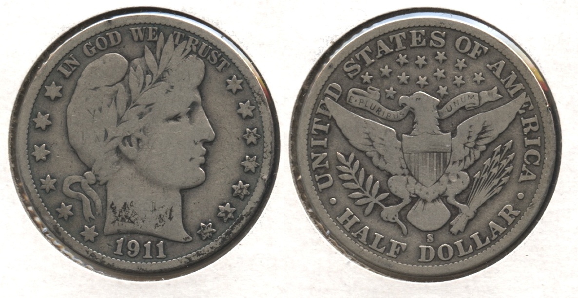 1911-S Barber Half Dollar VG-8 #e