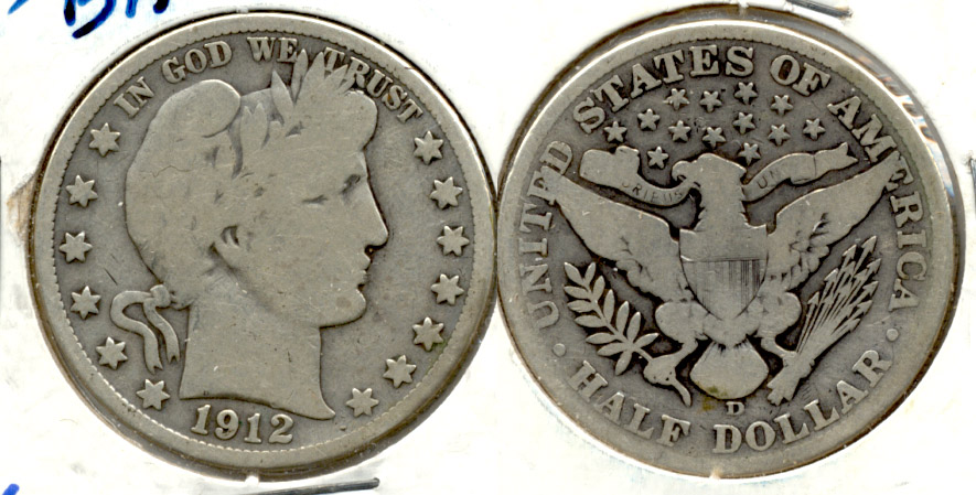1912-D Barber Half Dollar Good-4 b