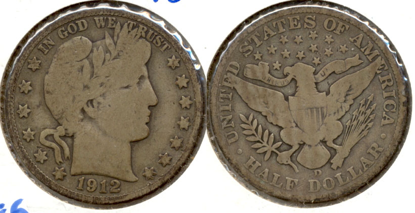 1912-D Barber Half Dollar VG-8 a