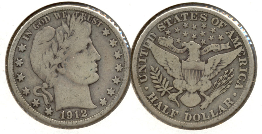 1912-D Barber Half Dollar VG-8 e