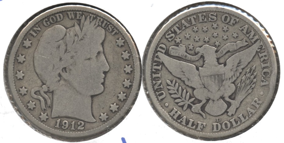 1912-D Barber Half Dollar VG-8 g