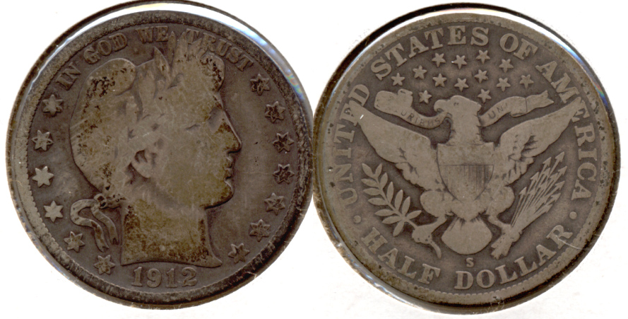 1912-S Barber Half Dollar Good-4 a